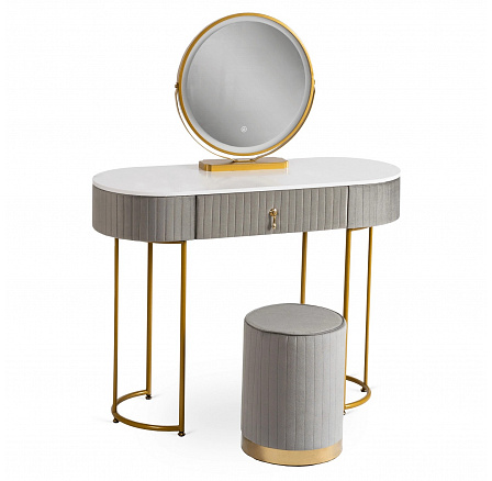 Toaletní stolek SARAH Šedá/Zlatá