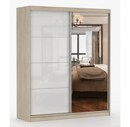 Šatní skříň MULTI 35 - 183 cm, Dub Sonoma/Bílý Lesk