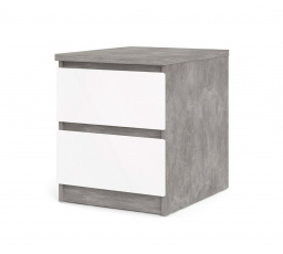 Noční stolek SIMPLICITY 230, Beton/Bílý lesk