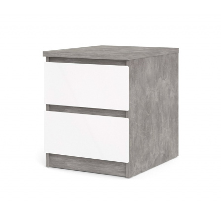 Noční stolek SIMPLICITY 230, Beton/Bílý lesk