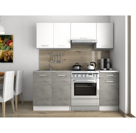 Kuchyňská linka Luigi 180/120 bílá/beton Kuchyňská linka Luigi 180/120 bílá/beton