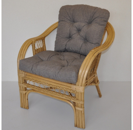 Ratanové křeslo Rio De Janeiro medové - polstr šedý melír Ratanové křeslo Rio De Janeiro medové - polstr šedý melír