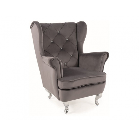 Křeslo LILI VELVET, Šedý Bluvel 14/Stříbrná Křeslo LILI VELVET, Šedý Bluvel 14/Stříbrná