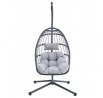 Závěsné křeslo, kov, polyratan, šedá, AZ-V1269 GREY