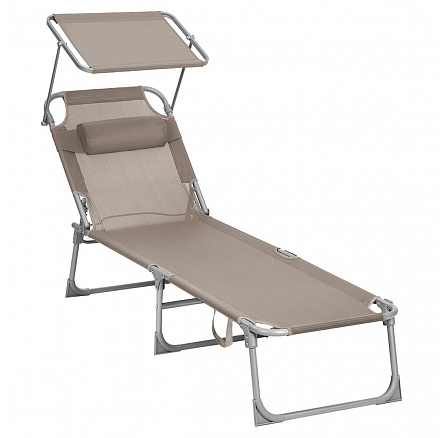 Zahradní lehátko 193x53x29cm, látka, krémová, AZL-E1192 CRM