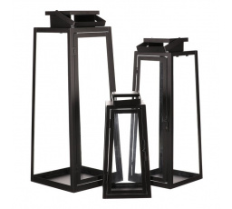 Lucerna kovová - čtyřboká, černá, cena za sadu 3 ks