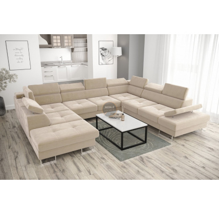 Rohová sedací souprava GALAXY MAX I s funkcí spaní 280x350x225 - béžová, pravá