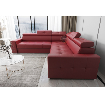 Rohová sedací souprava MARGO MAX 270×270 přírodní kůže - Levá strana, Červená kůže