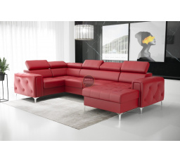 Rohová sedací souprava ORION MAX III s funkcí spaní 165x320x185 cm přírodní kůže - červená kůže, Levá strana