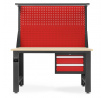 Dílenský stůl LOGAN, 1500 x 1700 x 750 mm, antracitově-červený