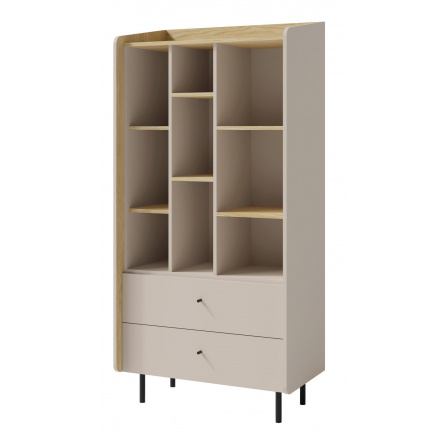 Regál ALESSIO AE 6, Béžově-písková/Dub olejovaný Regál ALESSIO AE 6, Béžově-písková/Dub olejovaný