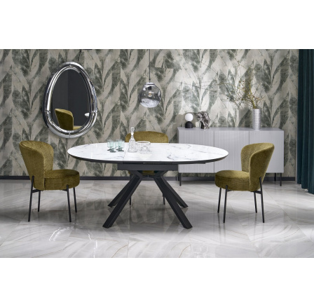 Jídelní stůl VERTIGO, efekt bílého mramoru/černé