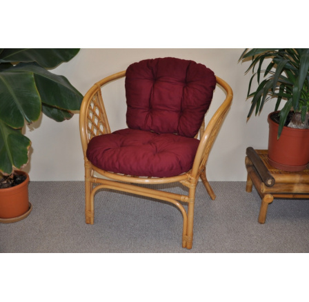 Ratanové křeslo Bahama medové polstr vínový Ratanové křeslo Bahama medové polstr vínový