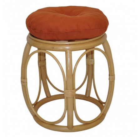 Ratanová taburetka široká medová polstr pískový