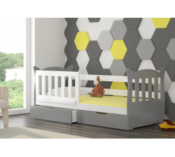 Postel s matrací LENA Bílá+Šedá