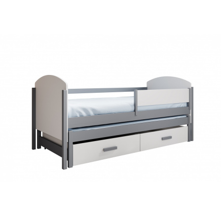 Dětská postel pro 2 osoby Olen 200x90 s matrací Bílá+Šedá