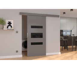Posuvné dveře na stěnu DESIO 86 Gray+Black Lacobel