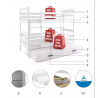 Dětská patrová postel ERYK 3 s přistýlkou 90x200 cm, včetně matrací, Bílá/Bílá