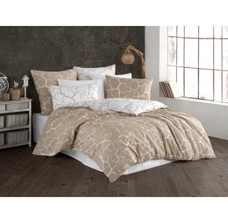 Povlečení bavlna 140x200, 70x90cm Misty beige nitěný knoflík