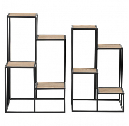 Stojan 4 patrový - kov a MDF deska (dýha jasan), cena za sadu 2 ks