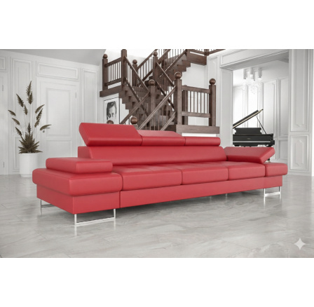 Pohovka GALAXY III 300 cm přírodní kůže - červená kůže