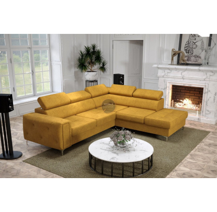 Rohová sedací souprava ORION II s funkcí spaní 225x255 cm - žlutá , pravá