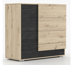 Komoda 4S BAFRA - 46, Dub Artisan/Černá Norská
