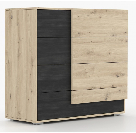 Komoda 4S BAFRA - 46, Dub Artisan/Černá Norská