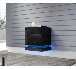 Noční stolek QIU, lesklá černá/lesklá černá