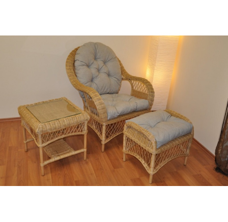 Ratanová sedací souprava Florida pohoda medová - polstry tmavě béžový melír