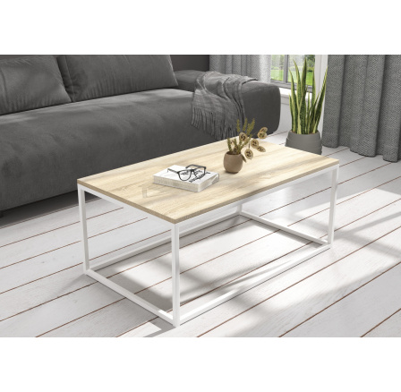 Konferenční stolek NARISA 100x60 Bílý+Sonoma