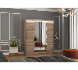 Posuvná skříň se zrcadlem a LED osvětlením KANSAS 180 Truffle+Truffle