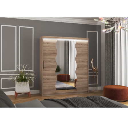 Posuvná skříň se zrcadlem a LED osvětlením KANSAS 180 Truffle+Truffle