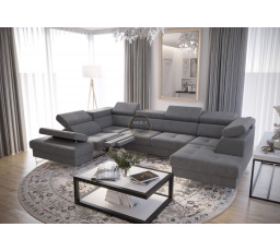 Rohová sedací souprava GALAXY MAX II , relax s funkcí spaní 215x350x170 - šedá , levá