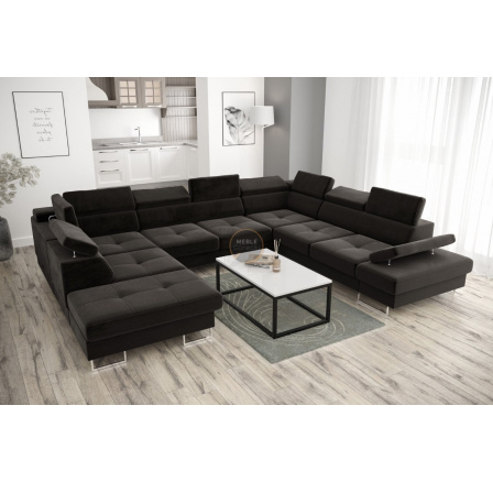 Rohová sedací souprava GALAXY MAX I s funkcí spaní 280x350x225 - šedá , pravá