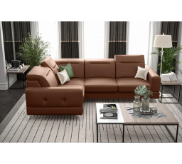 Rohová sedací souprava MALIBU přírodní kůže 250X180 cm - levá, Hnědo rezavá kůže