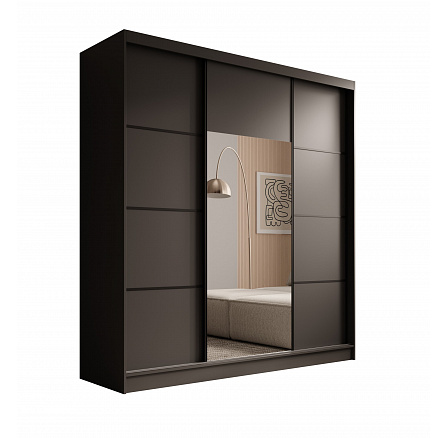 Šatní skříň Keri 200 Černá+Černá