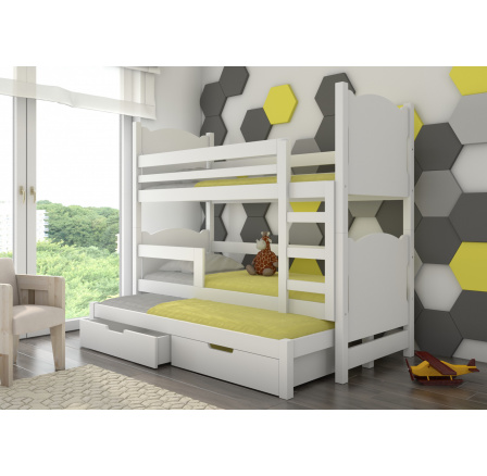 Třílůžková patrová postel s matracemi LETICIA White