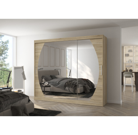 Posuvná skříň se zrcadlem CAMBE 250 Sonoma+Sonoma