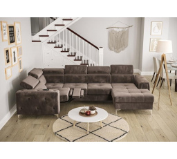 Rohová sedací souprava ORION MAX III , relax s funkcí spaní 165x320x190 cm - hnědá , levá