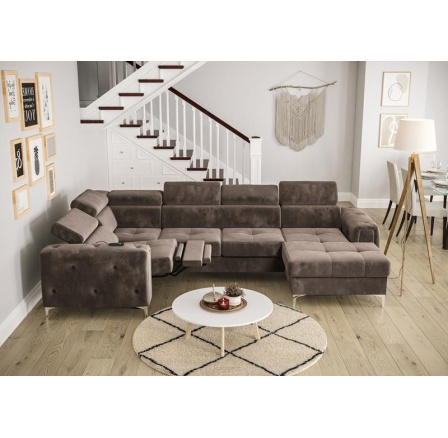 Rohová sedací souprava ORION MAX III , relax s funkcí spaní 165x320x190 cm - hnědá , levá