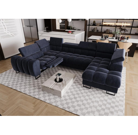 Rohová sedací souprava ASPEN MAX II , relax 198x350x170 cm - modrá , levá