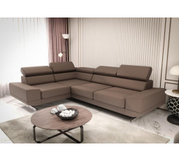 Rohová sedací souprava MILANO II přírodní kůže - Hnědá kůže, levá