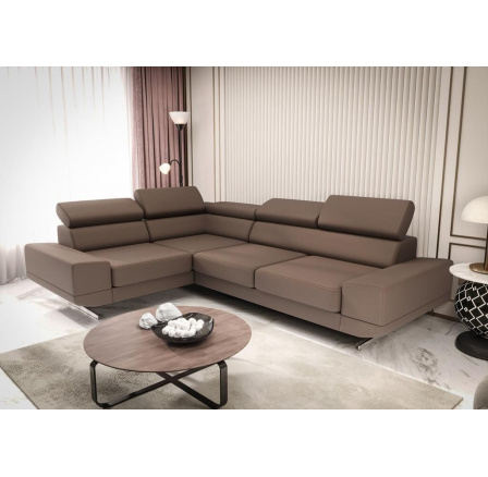 Rohová sedací souprava MILANO II přírodní kůže - Hnědá kůže, levá