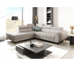 Rohová sedací souprava PORTO přírodní kůže 225x255 cm - šedá kůže , levá