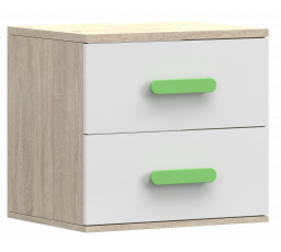 Noční stolek SMYK III - 22, Dub Sonoma/Bílá/Zelená