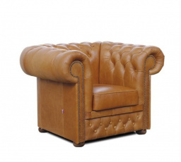 Křeslo Chesterfield Lord 1 kůže koňak
