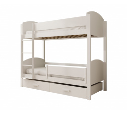Dětská Patrová Postel Jori s zábranou 200x90 s matrací Bílá+Artisan