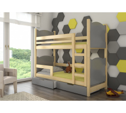 Dvoulůžková patrová postel s matracemi MARABA Pine+Gray