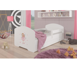 Postel s matrací, zábranou a šuplíkem PEPE GIRL WITH WINGS 140x70 Bílá